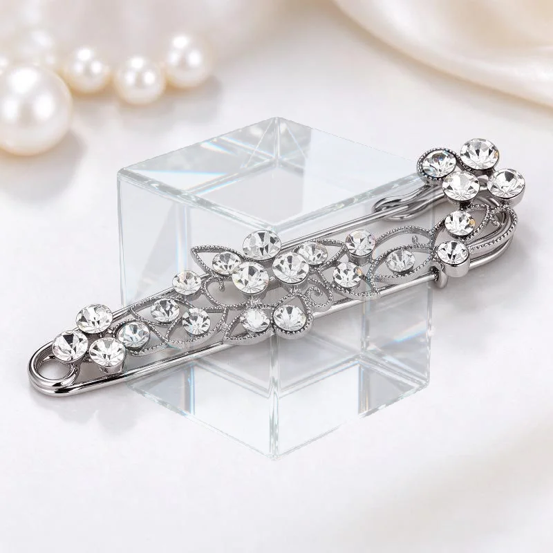 Inlaid Crystal Rhinestone Brooch Hijab Pins for Man Women Suit Scarf Flower Brooch Pin Jewelry Gift