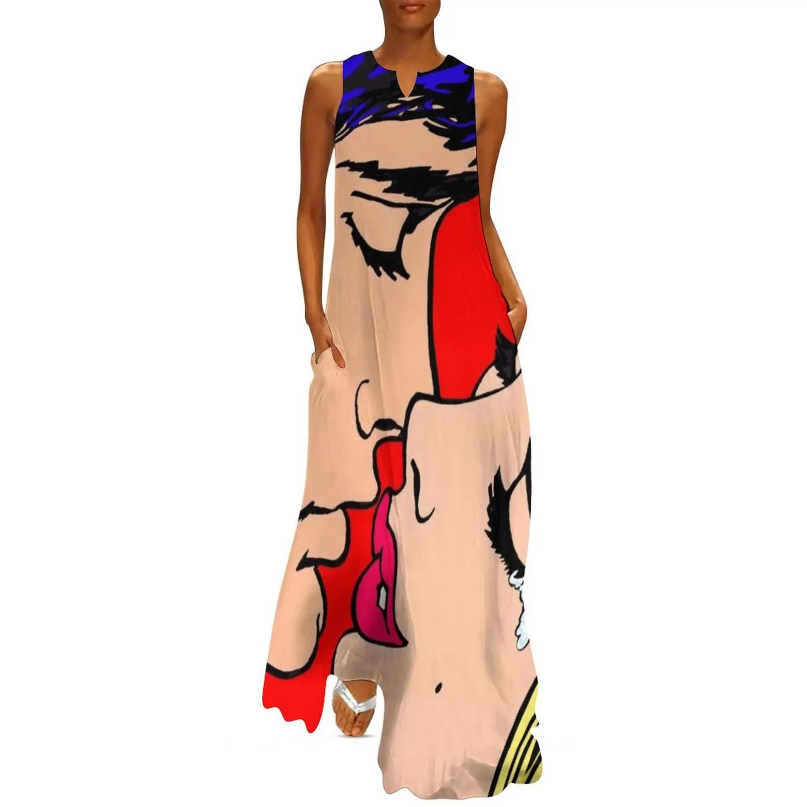 

The Kiss of Pop art Long Dress dresses korean style women's dresses luxury Dress