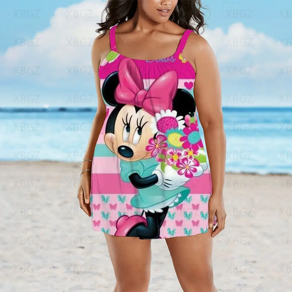 Plus Size Summer Outfits Chic and Elegant Woman Dress Minnie Mouse Dresses Women Sleeveless 2022 Disney Boho Sexy Beach Mickey