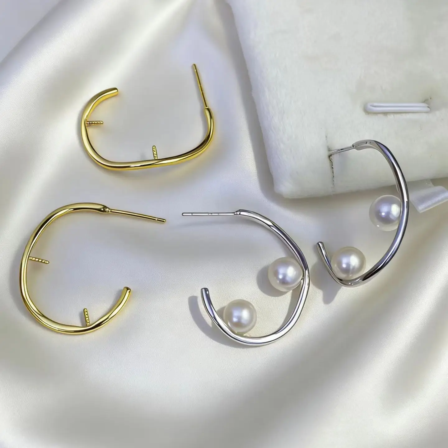 

S925 Sterling Silver Earrings Mount Findings Settings Base Mounting Parts Accessory Fittings for 6-6.5mm Pearls