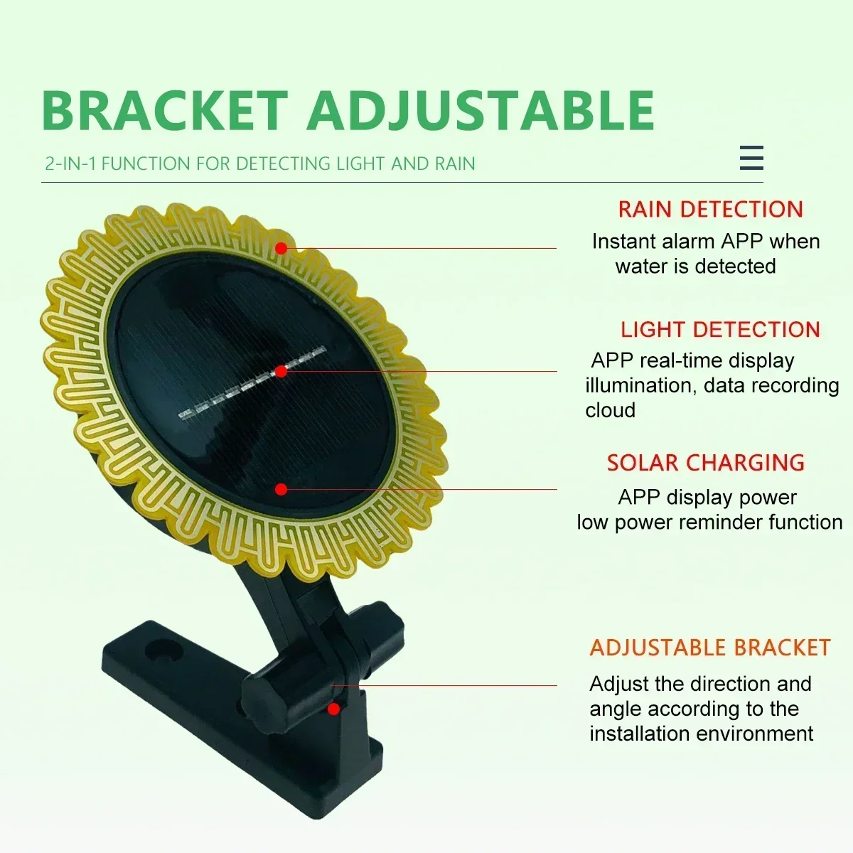 Tuya Smart Zigbee Rain Sensor مع كاشف الضوء يعمل بالطاقة الشمسية IP66 كاشف المطر المقاوم للماء في الهواء الطلق وجهاز التحكم عن بعد