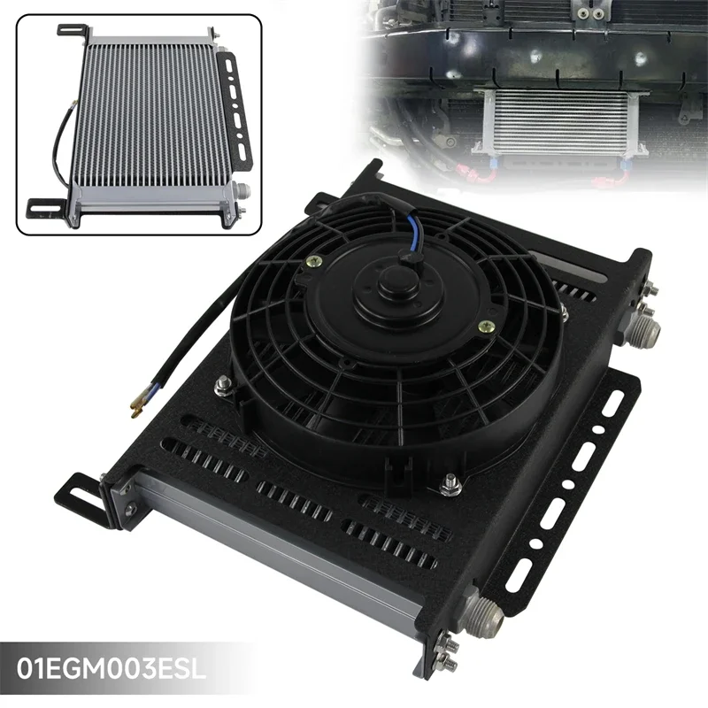 

Black/Silver AN10 Oil Cooler 28 Row+7" Electric Fan Mounting Bracket Kit Transmission Engine MOCAL Style 7/8"-14 UNF