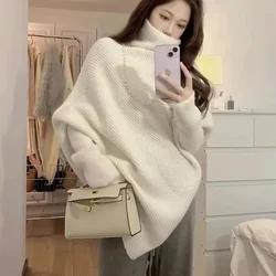 Long Sleeve Korean Style Knitted Sweaters for Women Casual Fashion Jumper Smooth Aesthetic Y2k Vintage Top Warm Female Pullover