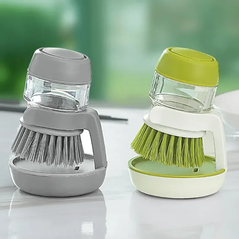 Dish Brush With Soap Dispenser Multi Use Soap Dispensing Scrub Brush For Household Universal Kitchen Dish Palm Brush With Tary