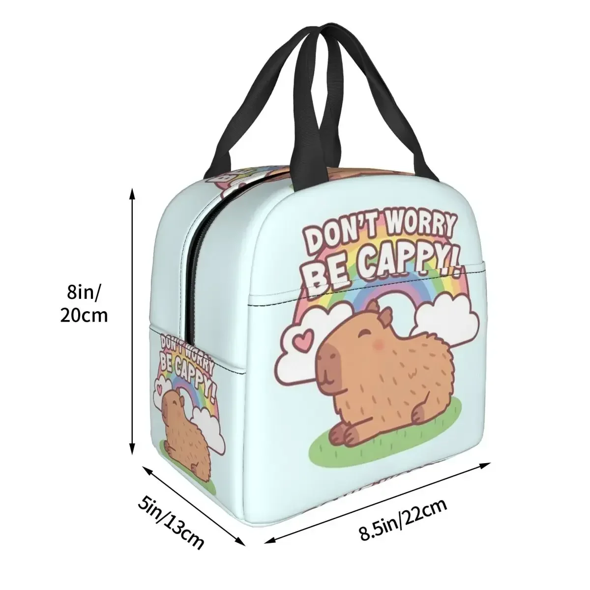Cute Capybara And Rainbow Insulated Lunch Bag for Kids School Cooler Thermal Food Box Tote Portable Lunch Boxes Container