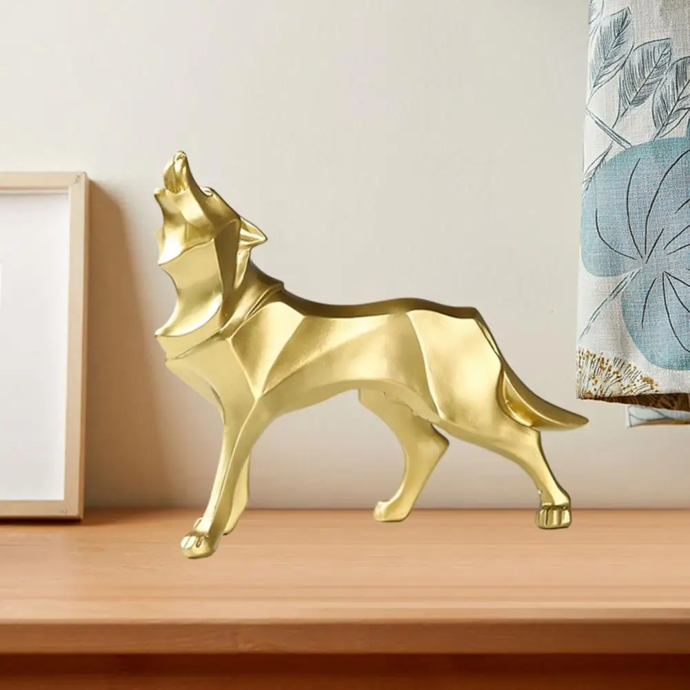 Abstract Statue Geometric Wolf Ornament Abstract Art Statue for Home Office Room Decoration Synthetic Resin Wolf for Desktop