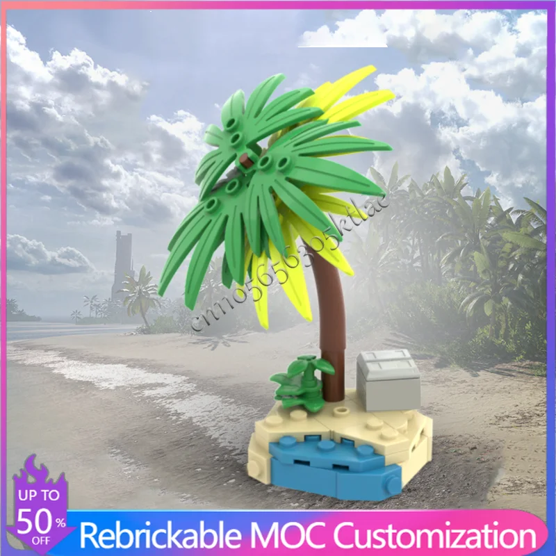 45PCS Mini Biomes Seaside Greenery #002 MOC Building Block Model  DIY Creative Bricks Assembly Toy Kids Gift Collection Display