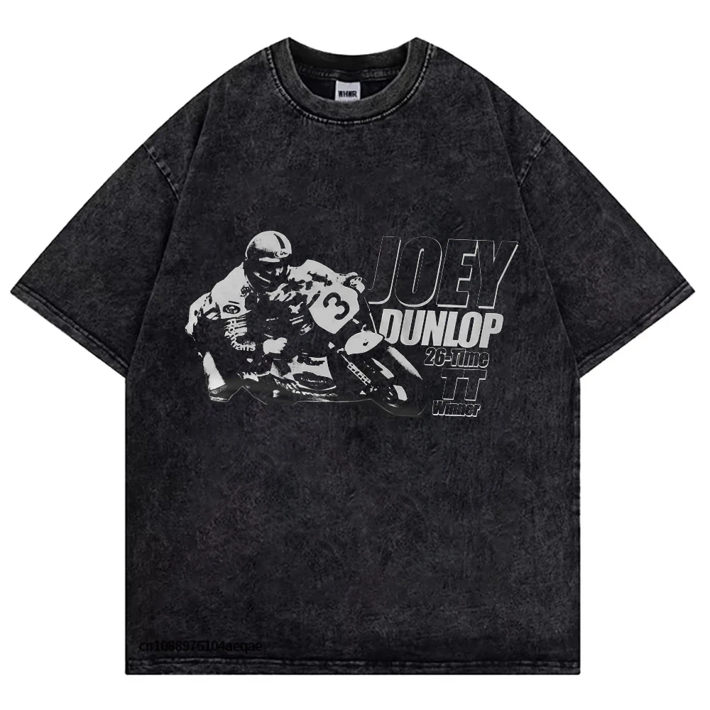 

JOEY Michael Dunlop T-Shirt Vintage Washed Men's Women Tees Tops Streetwear Oversized Loose Casual Classic Harajuku Short Sleeve