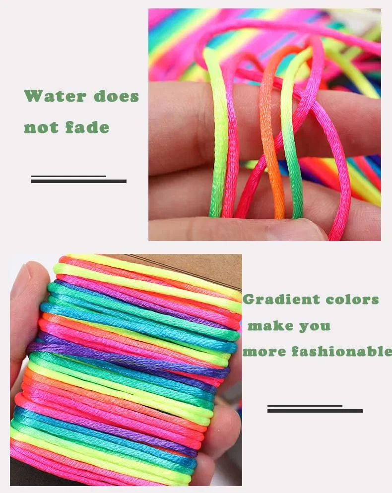 10/20 Meters Rope String Cords for Home Decor Handmade Craft DIY Rope Bracelet Rainbow Lots Braid Strands Cord Handmade Bracelet