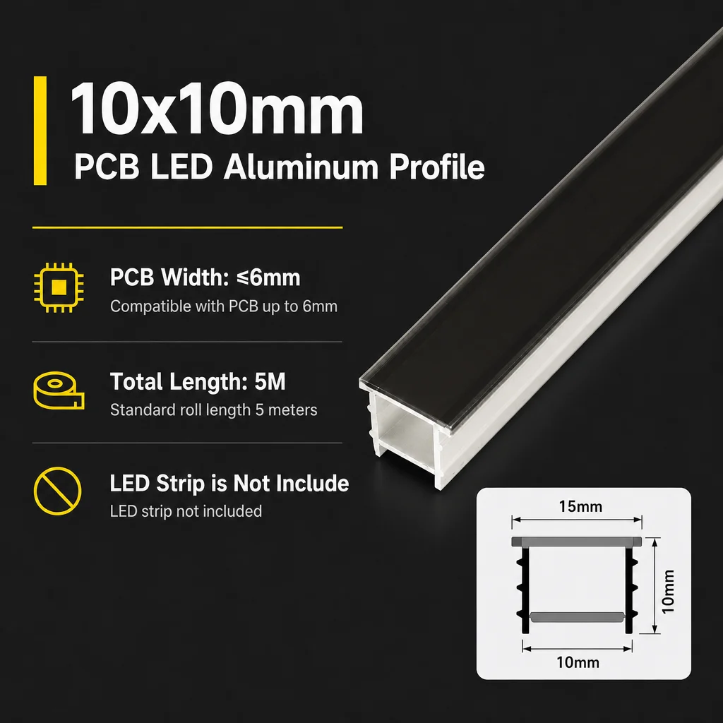 16.5ft 5m Silicone LED Channel System 10x10mm, Spot-Free Embedded Black Flexible Tube with Flange for 5mm LED Strip, Wall Ceiling Decoration (LED Strip Excluded)