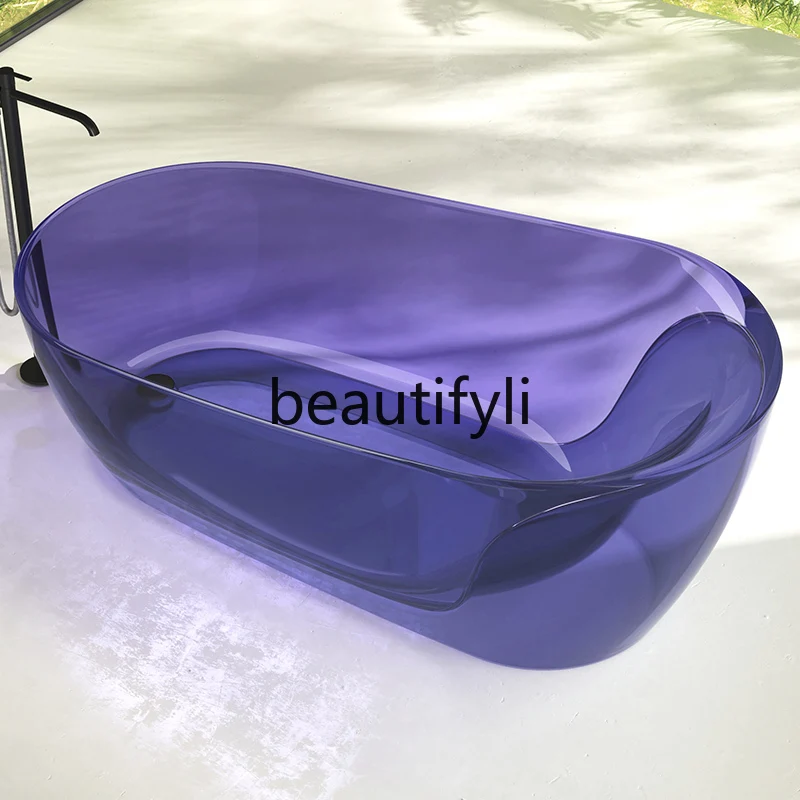 Transparent resin bathtub Home independent small apartment Hotel B & B light luxury goose egg-shaped bathtubL