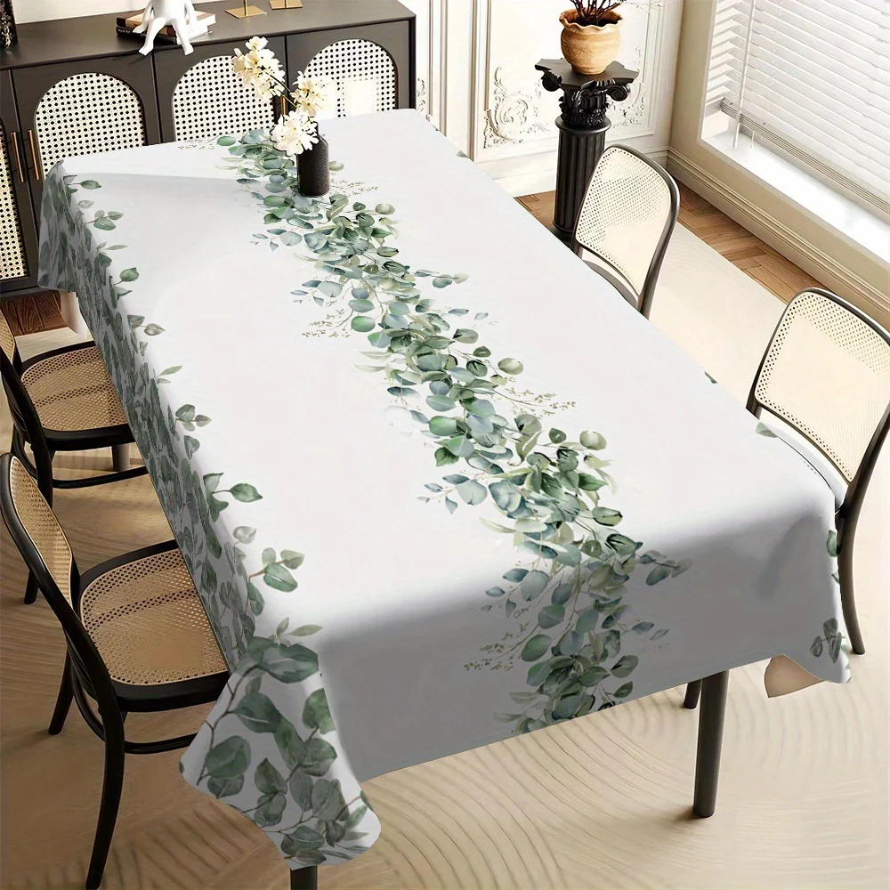 Sage Leaf Rectangle Tablecloth for Table Decor Spring Summer Eucalyptus Leaves Kitchen Dining Table Cloth Holiday Party Decor