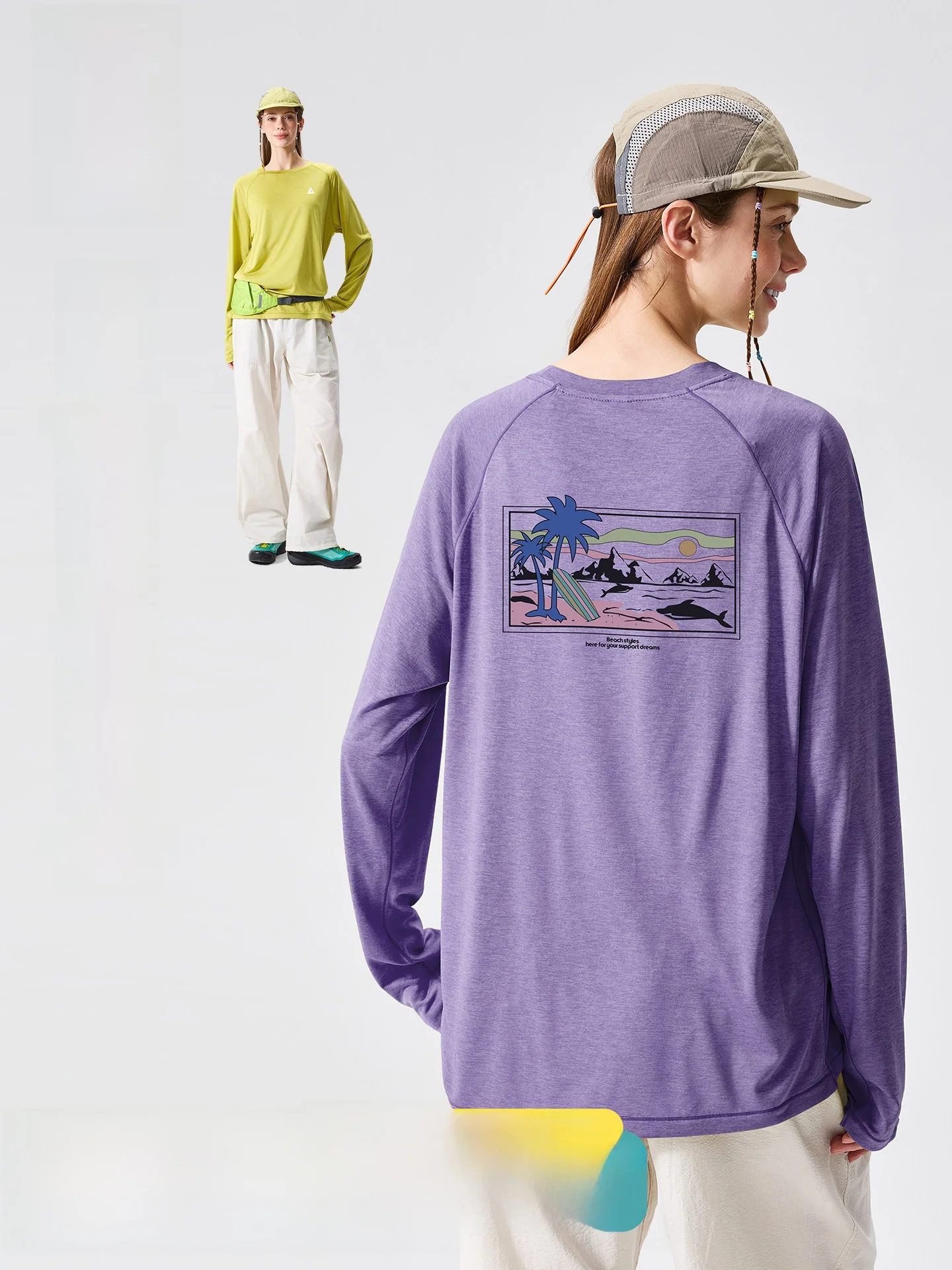 

LAZY DAY Outdoor Lightweight Quick Dry Long Sleeve T-Shirt Women Summer Loose Sun Protection Antibacterial Top Breathable