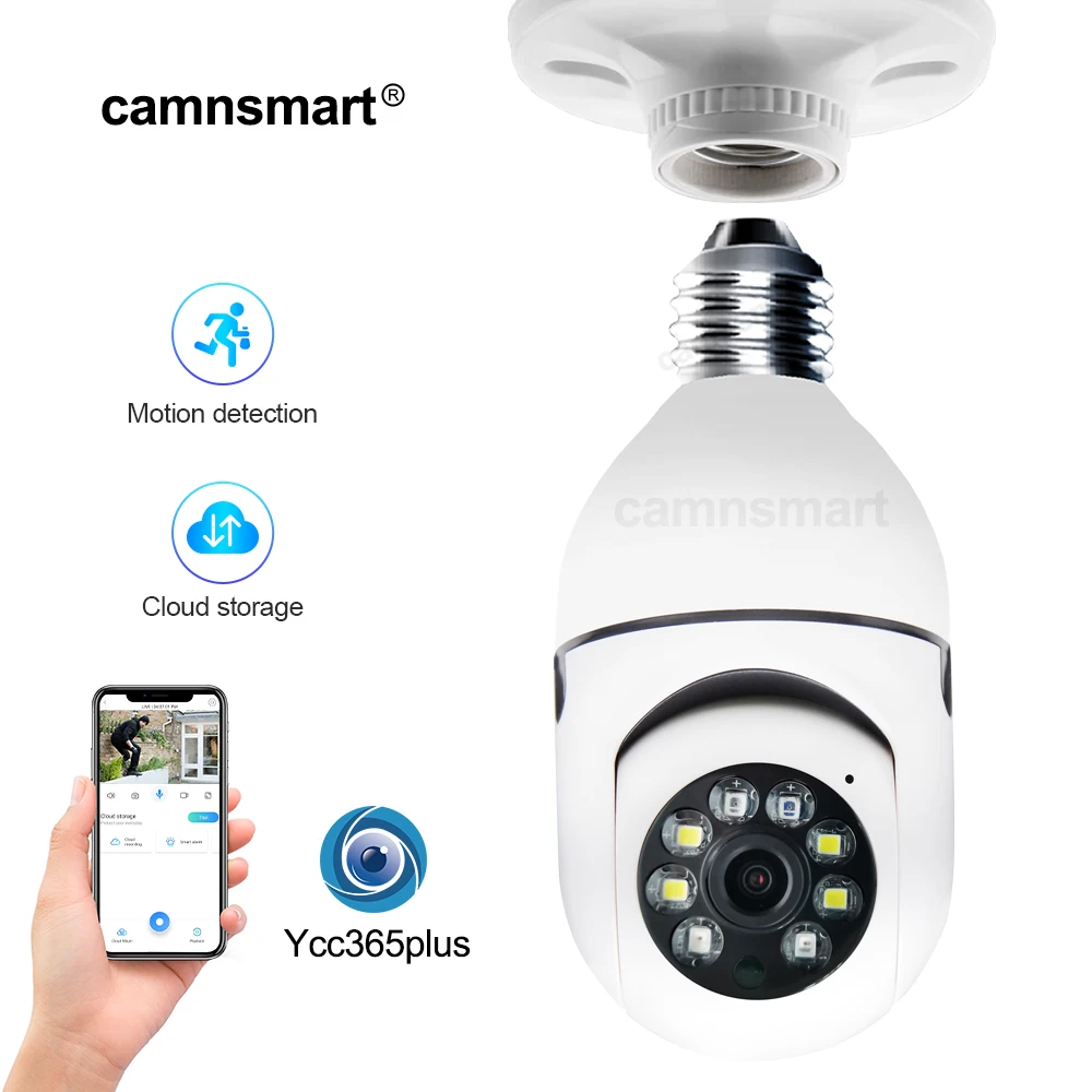 Mini caméra sans fil Tuya, Ycc365plus, Wi-Fi, ampoule, caméra vidéo, surveillance vidéo, sécurité à domicile intelligente, installation facile, 5MP