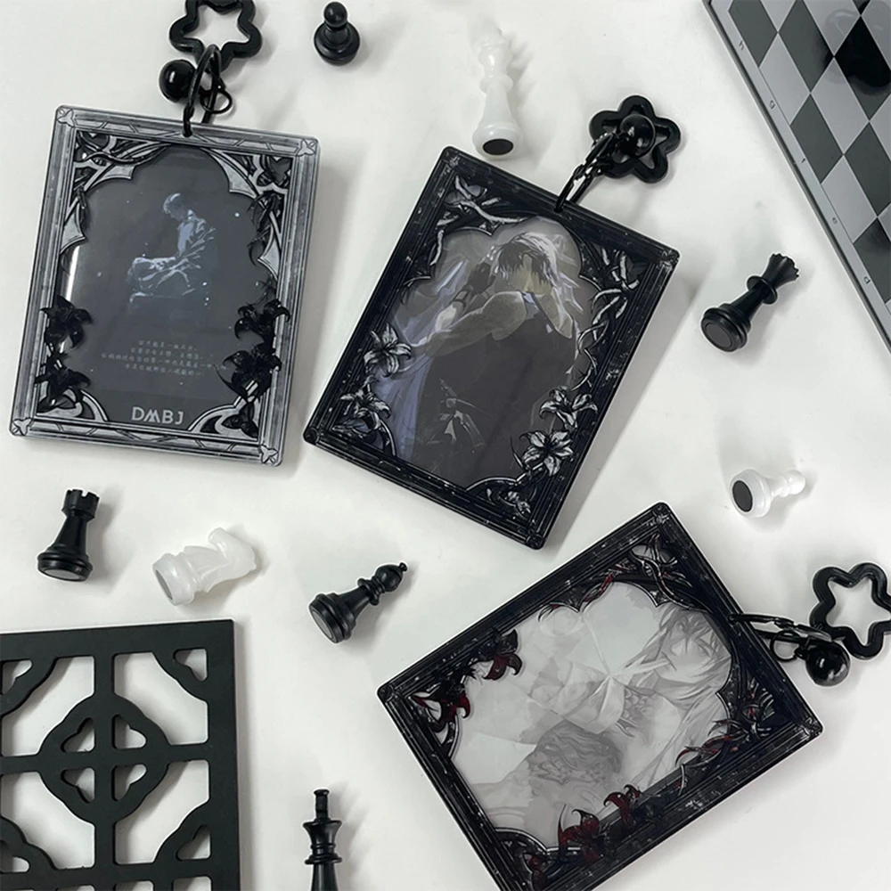 6.9x9.3cm Transparent Acrylic Frame Dark Moon Horror Photo Frame Portable Card Storage Book Packaging Pendant for Anime Lover
