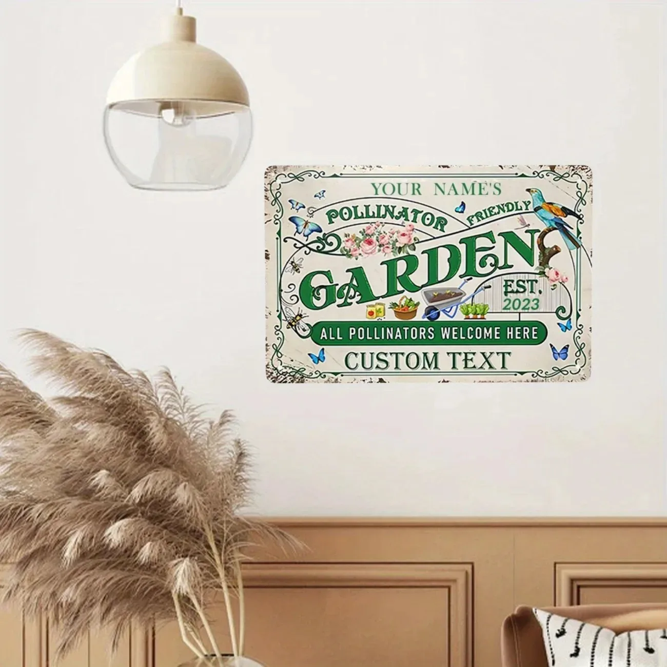 [2D Flat] Customizable Vintage Garden Metal Sign Personalized Home Yard Wall Decor For Decoration Only
