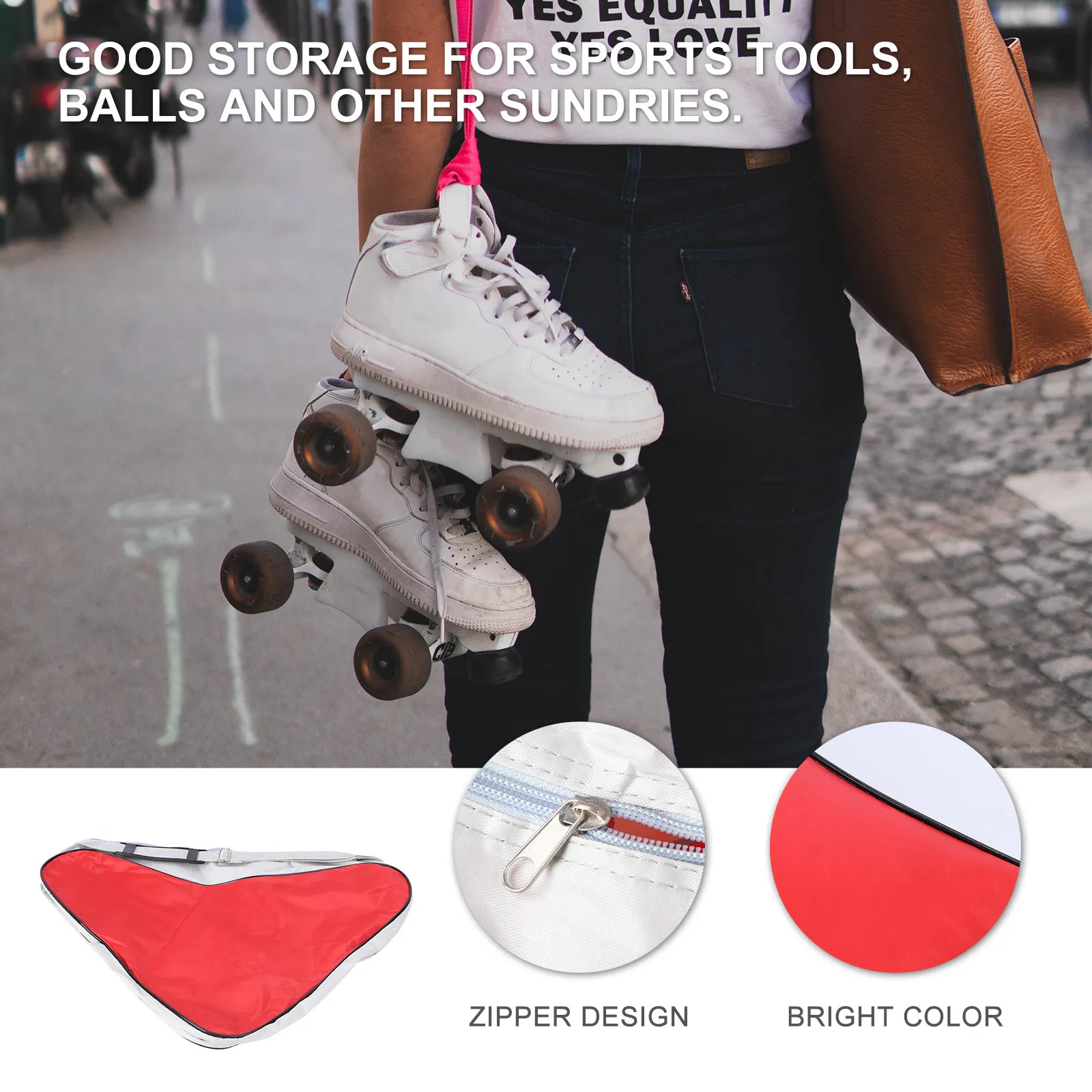 2Pcs Skate Bags Large Capacity Mesh Cloth Tote Bright Colors Durable for Ice Skating Roller Skating Shoe Storage Shoulder Pouch