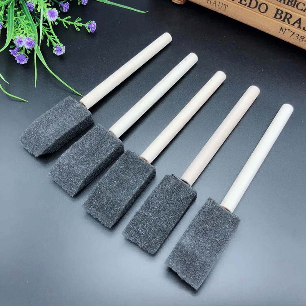 10Pack Polyurethane Sponge Paint Brush 1 Inch Wood Handle Absorbent for Acrylic Stains Varnishes Crafts Hobbies Art Glue