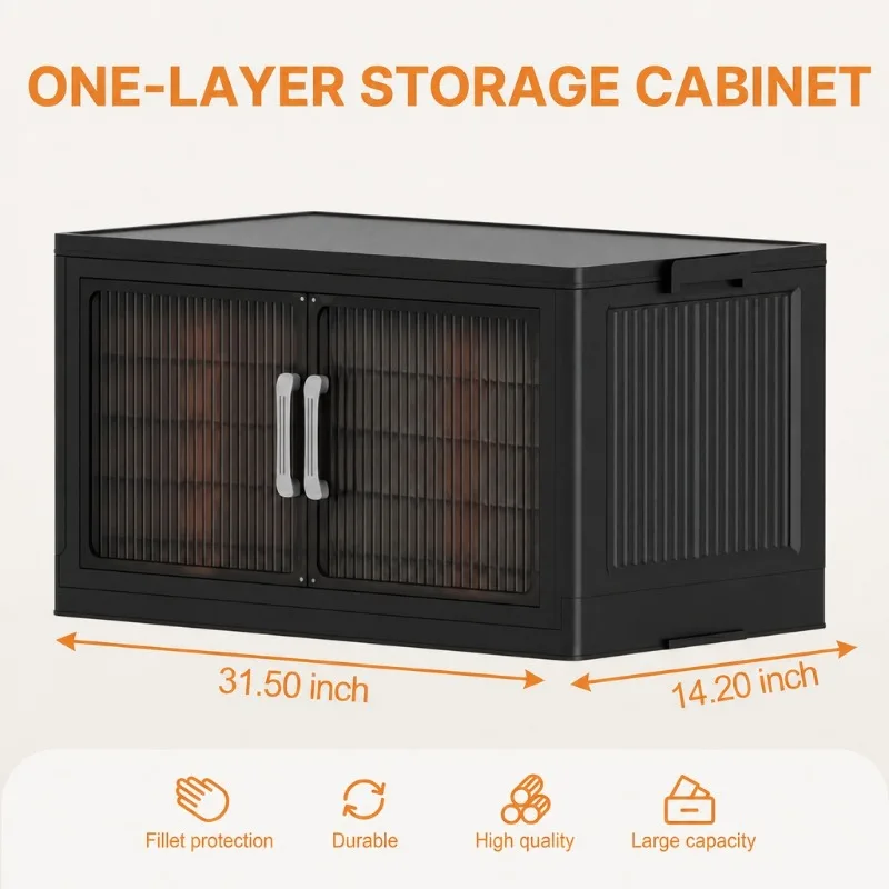 5‑Tier Foldable Storage Cabinet with Wheels, Stackable Plastic Storage Organizer with Transparent Flap Doors, Multifunctional Dust‑Proof Kitchen Pantry Cupboard for Home Bedroom