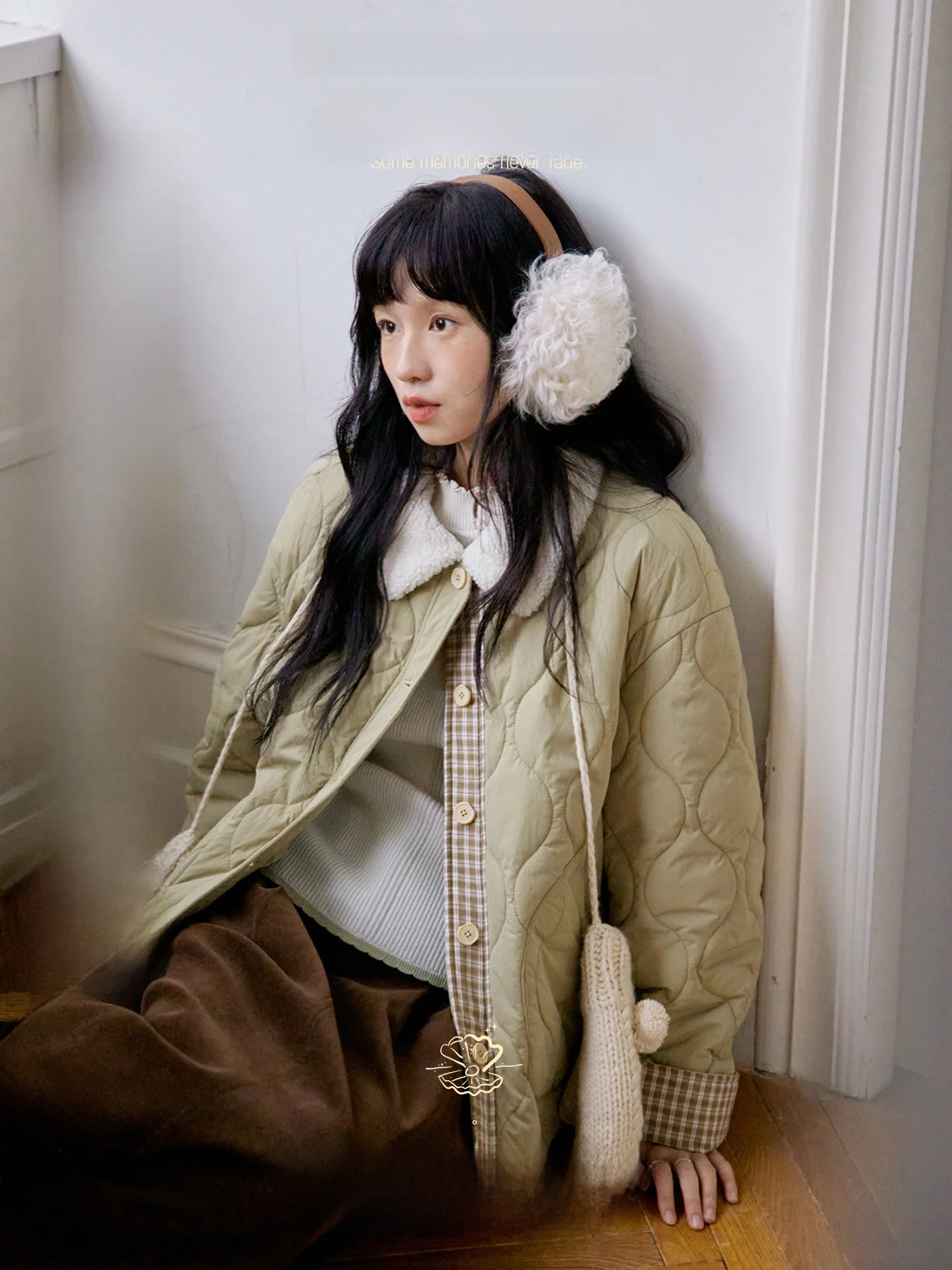 

Nov Et Women's ort Cotton Jaet with Quilted Lines And Fur Collar Patchwork Autumn Winter Coat Vintage Loose Fit