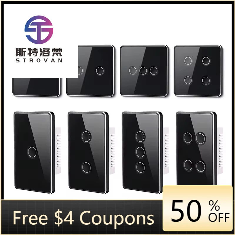 STLF Zigbee Tempered Glass Smart Home Touch Light Switch 1/2/3/4 Gang Tuya App Remote Control Wall Switch Work With Google Alexa