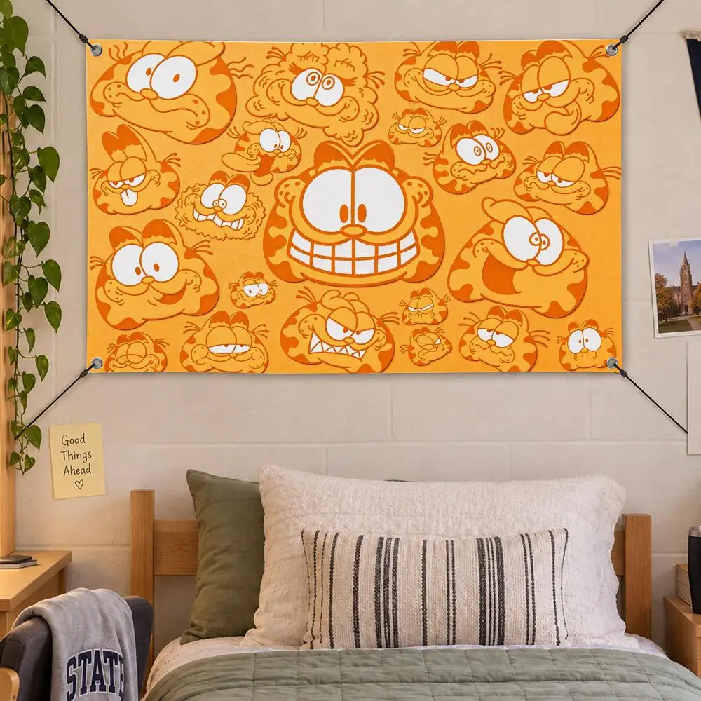 Cartoon Garfield Flags Decorative Flag Banner Indoor Bedroom Dorm Gaming Room Wall Party Club Decor Fan Gift