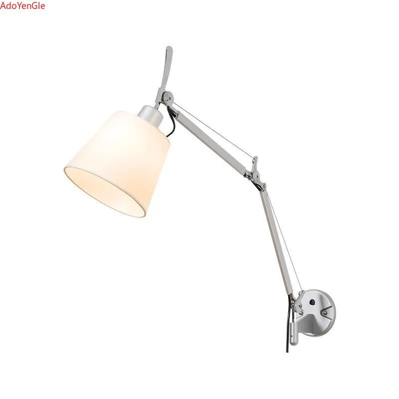 

Medieval reading wall lamp Bedroom bedside rocker arm light Living room hotel bedside Parchment study lamp