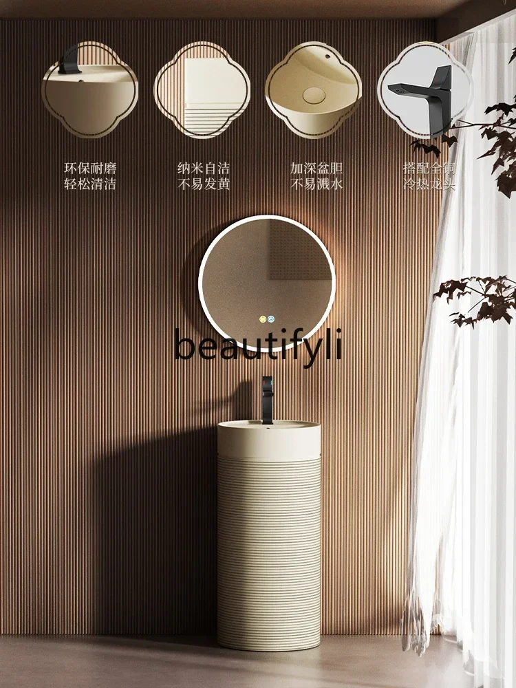 

ss25 New Chinese retro column basin, bathroom floor-to-ceiling wash basin, outdoor courtyard integrated