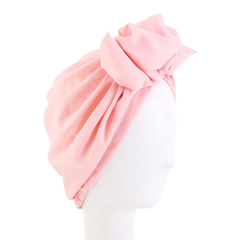 Woman Muslim Headscarf Cap Female Soft Head Wraps Elegant Retro French Turban Hat Ladies Pure Color Cotton Bandana Headband