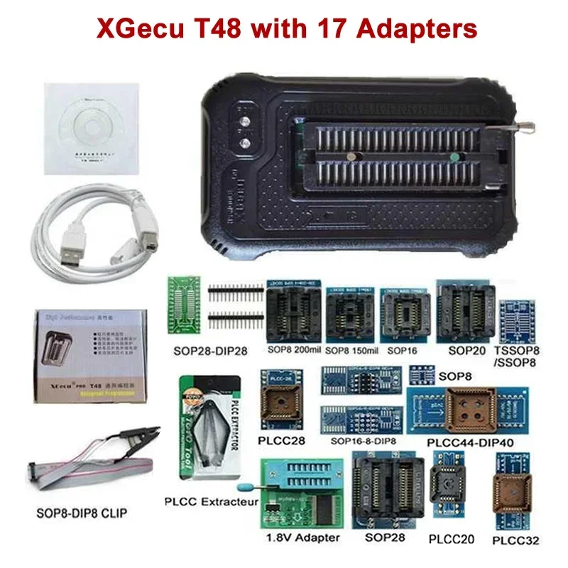 

T48 Programmer XGECU [TL866-3G] V12.25 Support 28000+ ICs for SPI/Nor/NAND Flash/EMMC BGA153/162/169/100/221 TSOP/SOP/PLCC