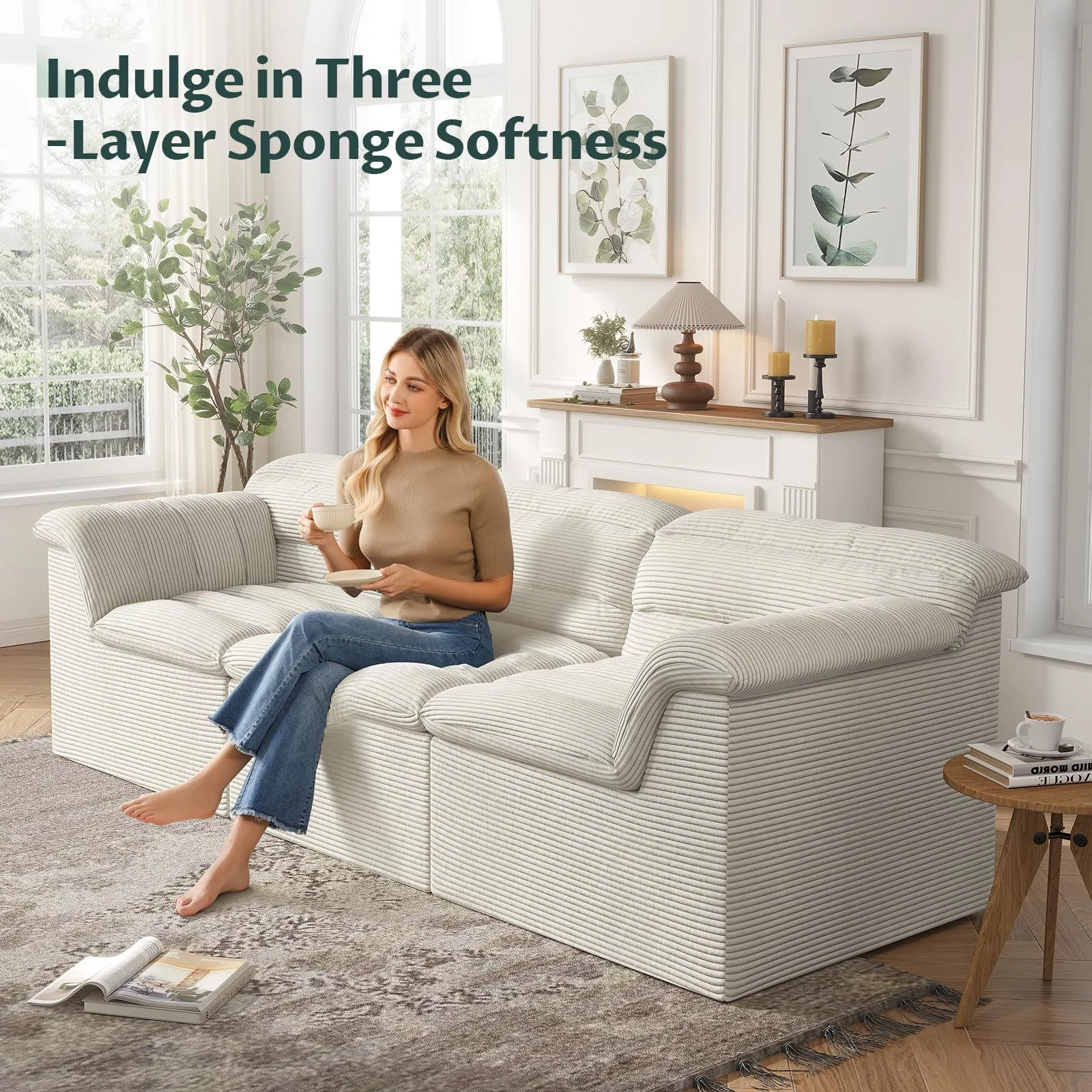 #Modern Luxury Simple Corduroy L-Shaped High-Density Sponge Vacuum Compressed Sofa Set For Living Rooms Hotels Apartments