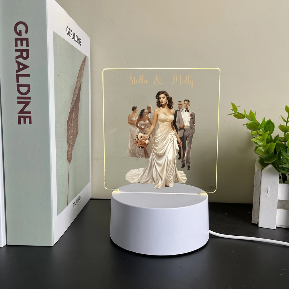 

Square acrylic custom name night light USB button warm light desktop home decoration suitable for Christmas and New Year gifts,