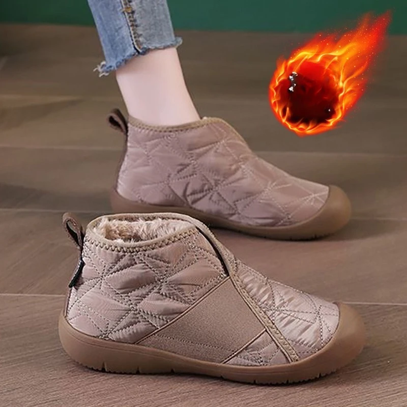 Simple Women Cotton Shoes Plush Warm Women Snow Boots Lightweight Comfortable Women Casual Shoes in Winter Botines Para Mujeres