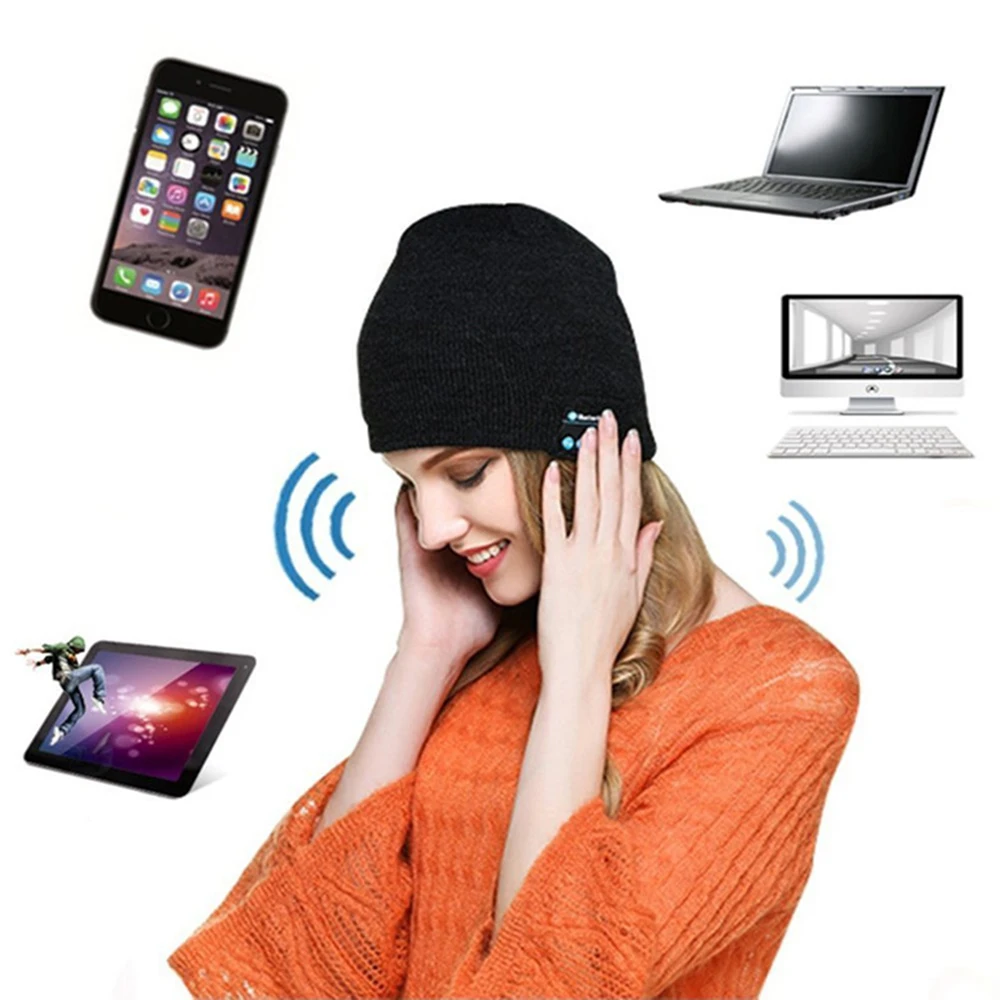 Warm Men Winter Hat Bluetooth Earphone Music Hat Winter Cap Headset With Mic Sport Beanie Knitted Hat for Xiaomi Phone Headset