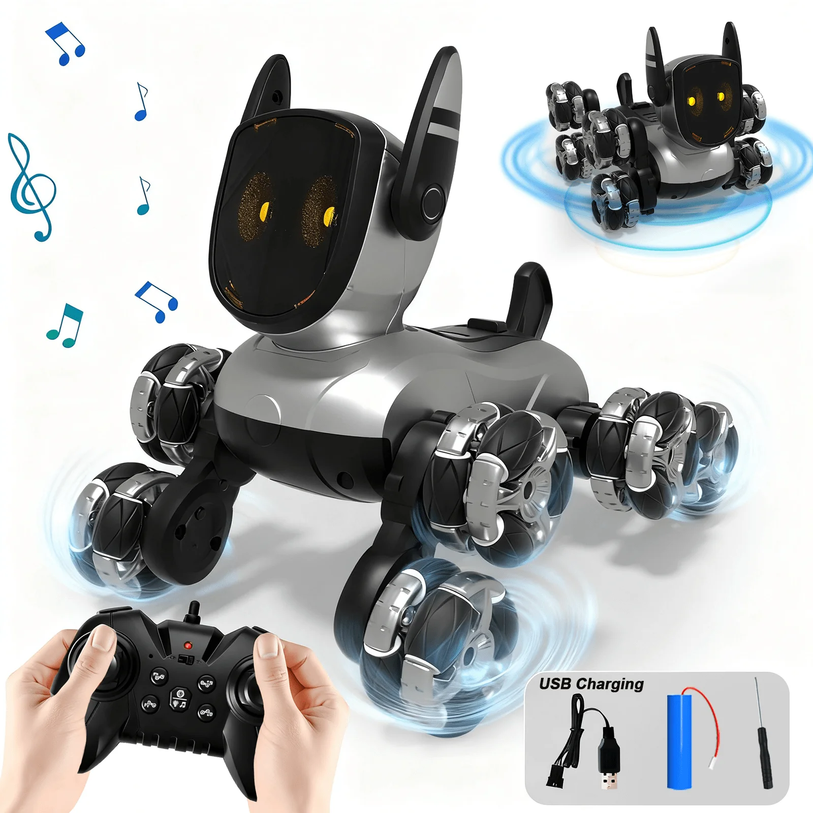 Weekend Come Smart Robot Dog, 2.4Ghz Remote Control Dog Stunt RC Cars With Music & Light,Birthday Gifts For Boys Girls Kids 6 7 8 9 10+ Years Old，sl25092925736321437