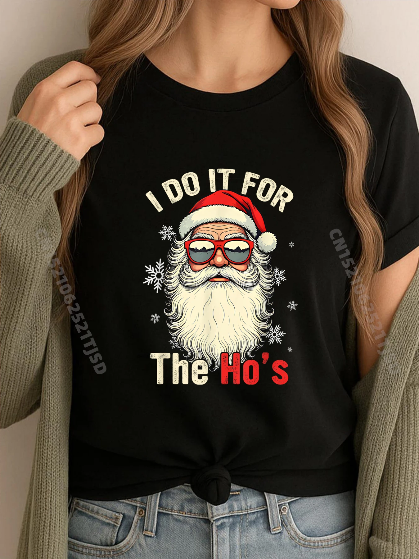 

I Do It For The Hos Необычная рождественская роскошная футболка с изображением Санта-Клауса, женская мужская одежда высокого качества, с Новым годом