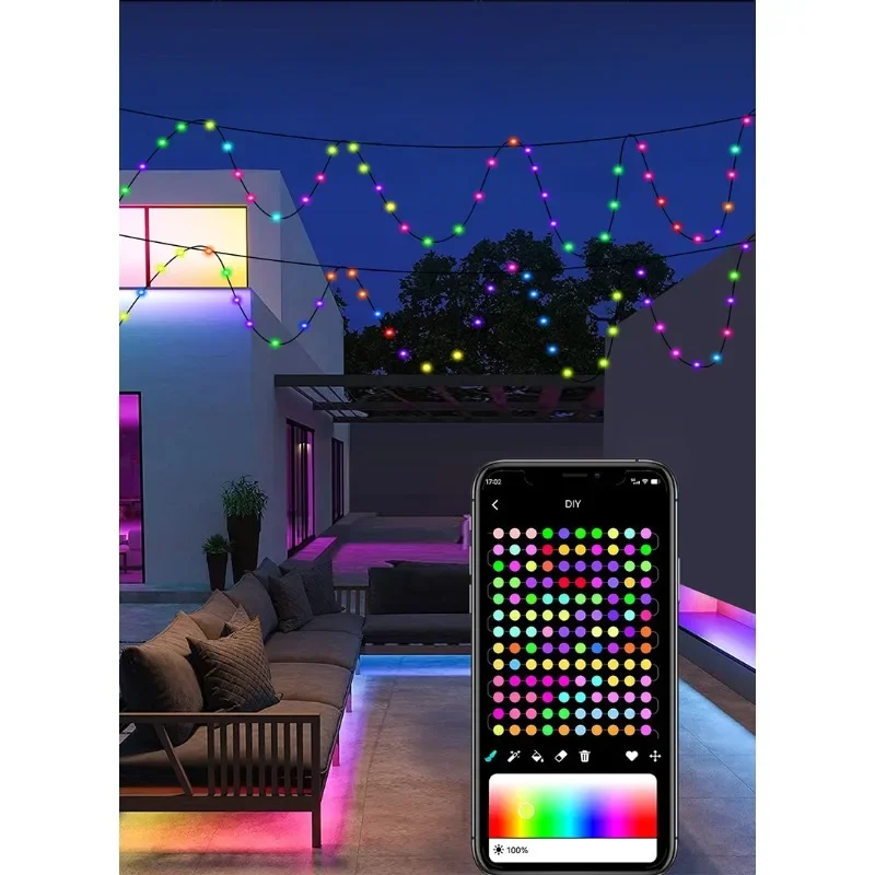 APP RGB Phantom Color Modeling String Lights DIY Point Control LED Lights Christmas Day Decoration Ambient Lights