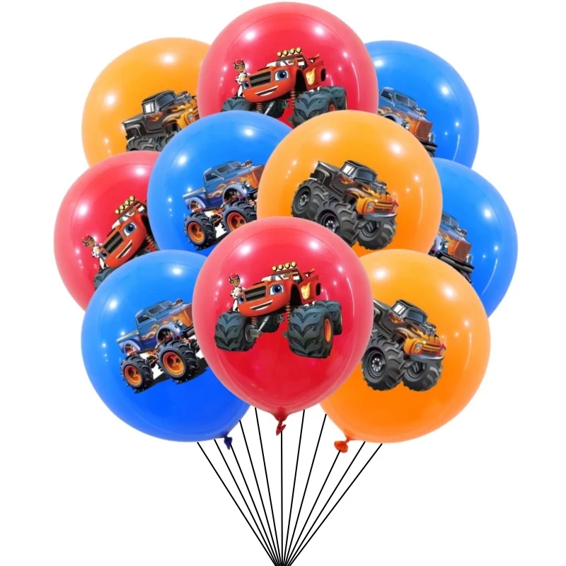 10/30pcs Blaze Monster Balloons Cartoon Car Boy Happy Birthday Party Decoration Supplies Machines Racing Racecar Toy Baby Shower