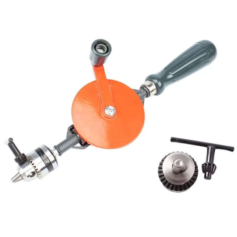 1/4 And 3/8 Inch Multi-function Hand Crank Manual Drilling Wood-plastic Double Gear Wood Puncher Clamping Range 0.6-10 MM