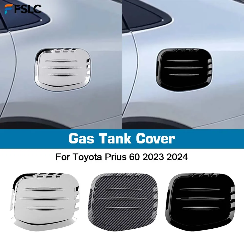 

⭐ Оригинальный ⭐ Декоративная накладка на крышку бензобака для Toyota Prius 60 2023-2024, карбон, черный хром, серебристый, декоративная заглушка топливного бака
