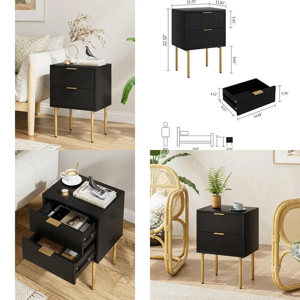 

Современная тумбочка с 2 ящиками, золотой приставной столик для спальни, небольшой торцевой столик для гостиной для стильного хранения