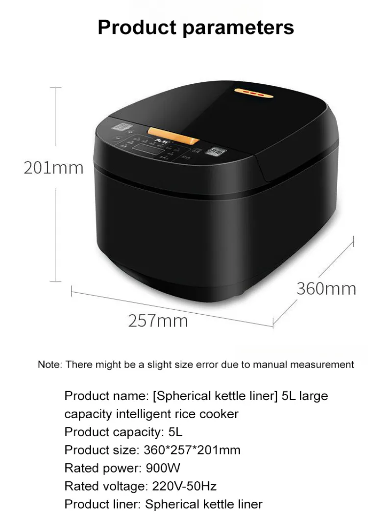 220V household Intelligent Rice Cooker Multifunctional 4-5 people Reservation Inner Timer 5L large capacity electric rice cooker