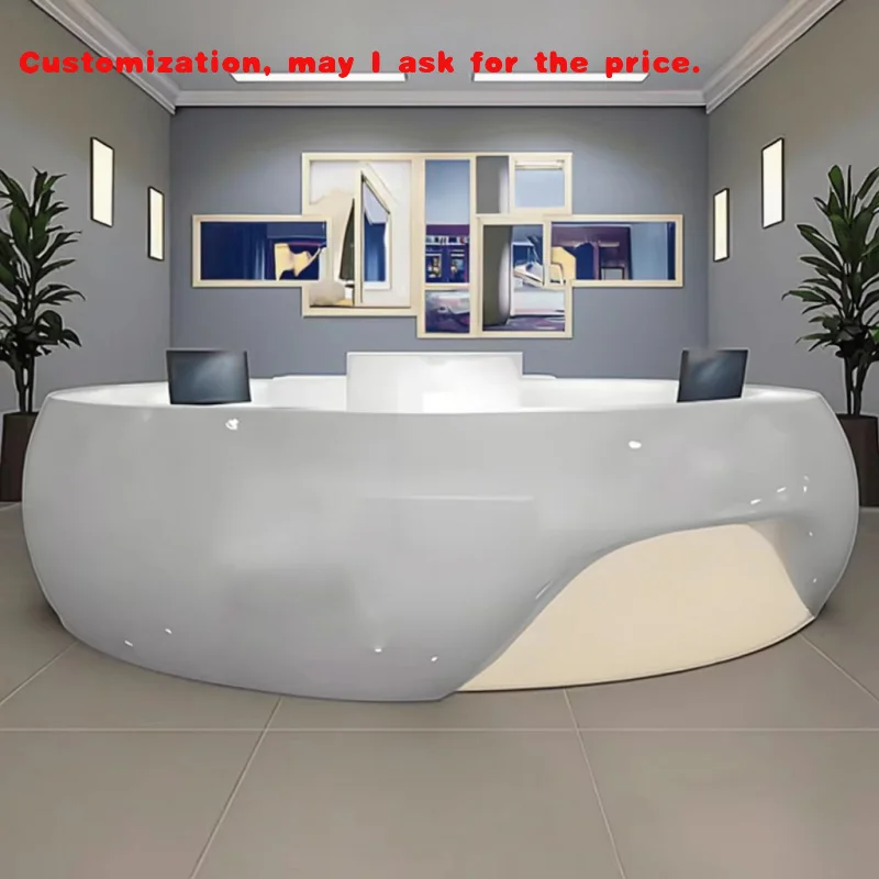 

custom.Modern Special-Shaped Fiberglass Reception Desk Schools Malls Hotels Beauty Salons Sales Offices Company Lobbies