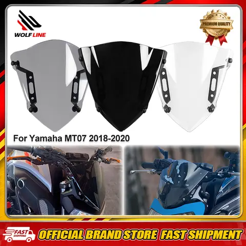 WOLFLINE Motorcycle Front Screen Wind Shield For Yamaha MT 07 2018 - 2020 MT07 Windshield Windscreen Air Deflector Accessories