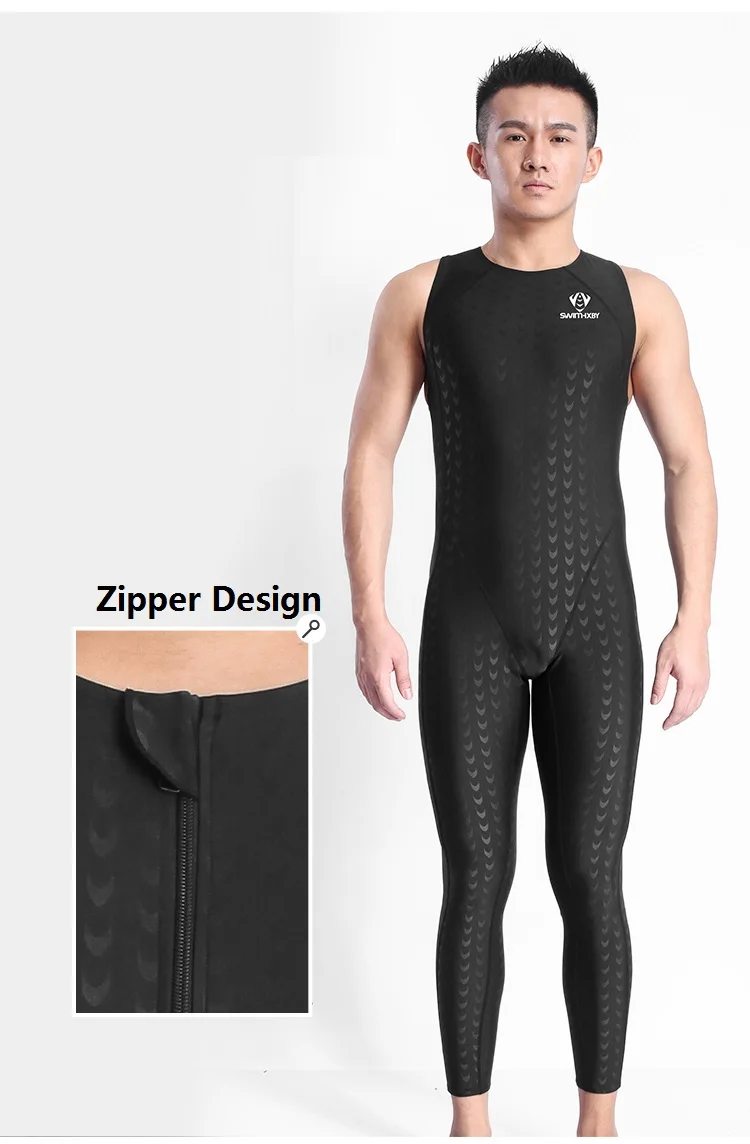 HXBY Schwarzer ärmelloser Racing-Wettkampf-Badeanzug für Herren, Badeanzug, einteilige Badebekleidung, Herren-Badeanzug, Plavky-Mann-Badeanzüge – Detail 3