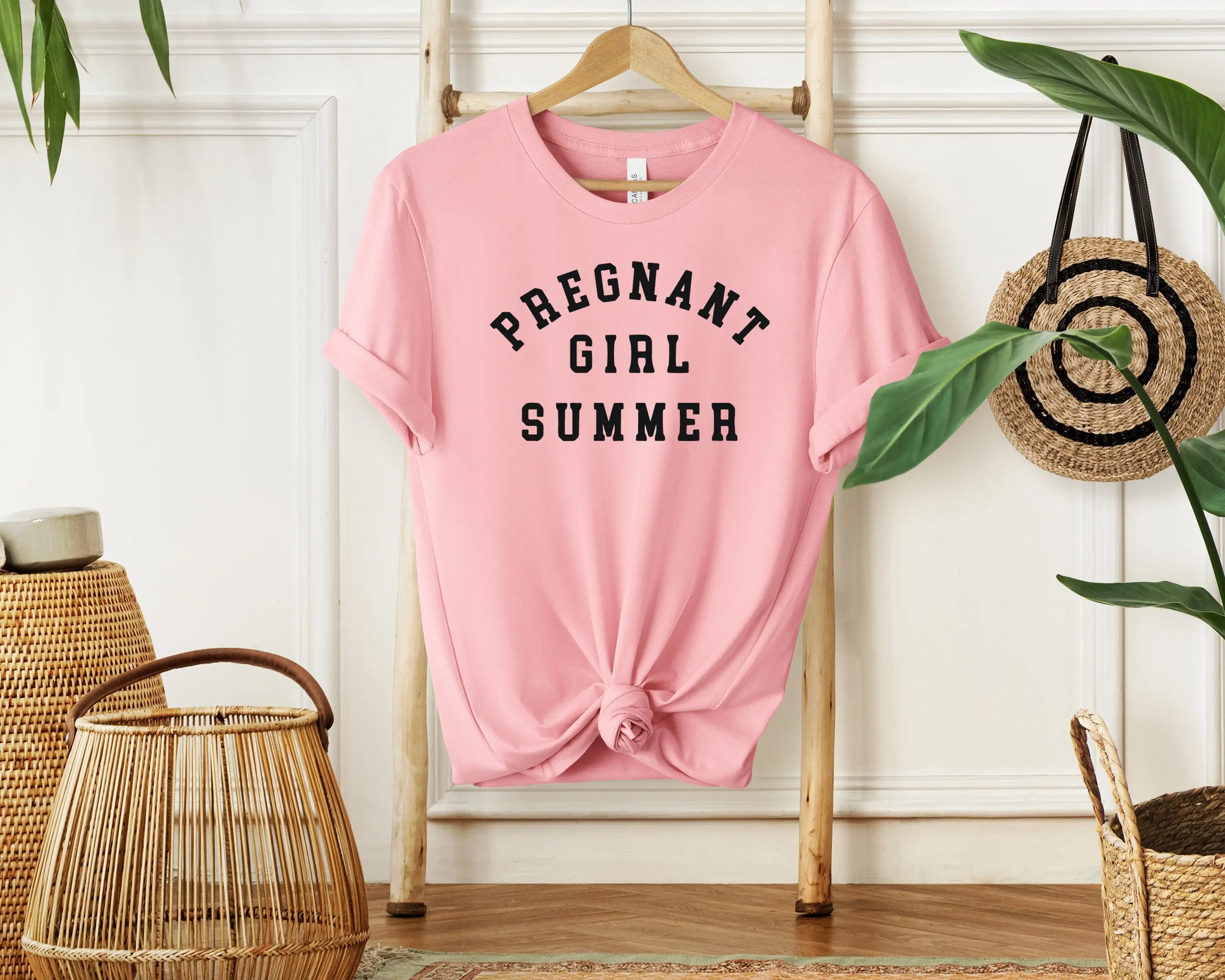 Pregnant Girl Summer T Shirt Pregnancy Announcement Sweat Comfort Colors Beach Maternity