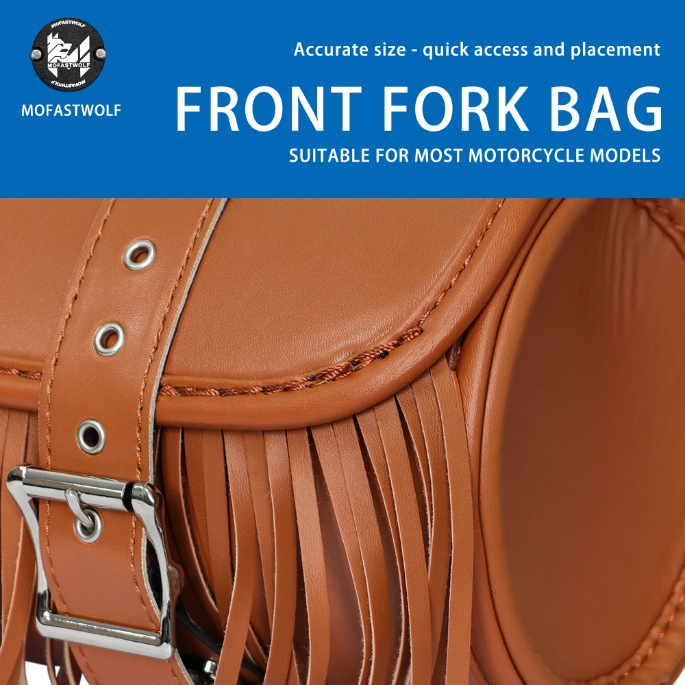 Universal Motorcycle Front Fork Saddle Bags PU Leather Vintage Waterproof Tool Tail Bag Luggage Pouch for Bikers