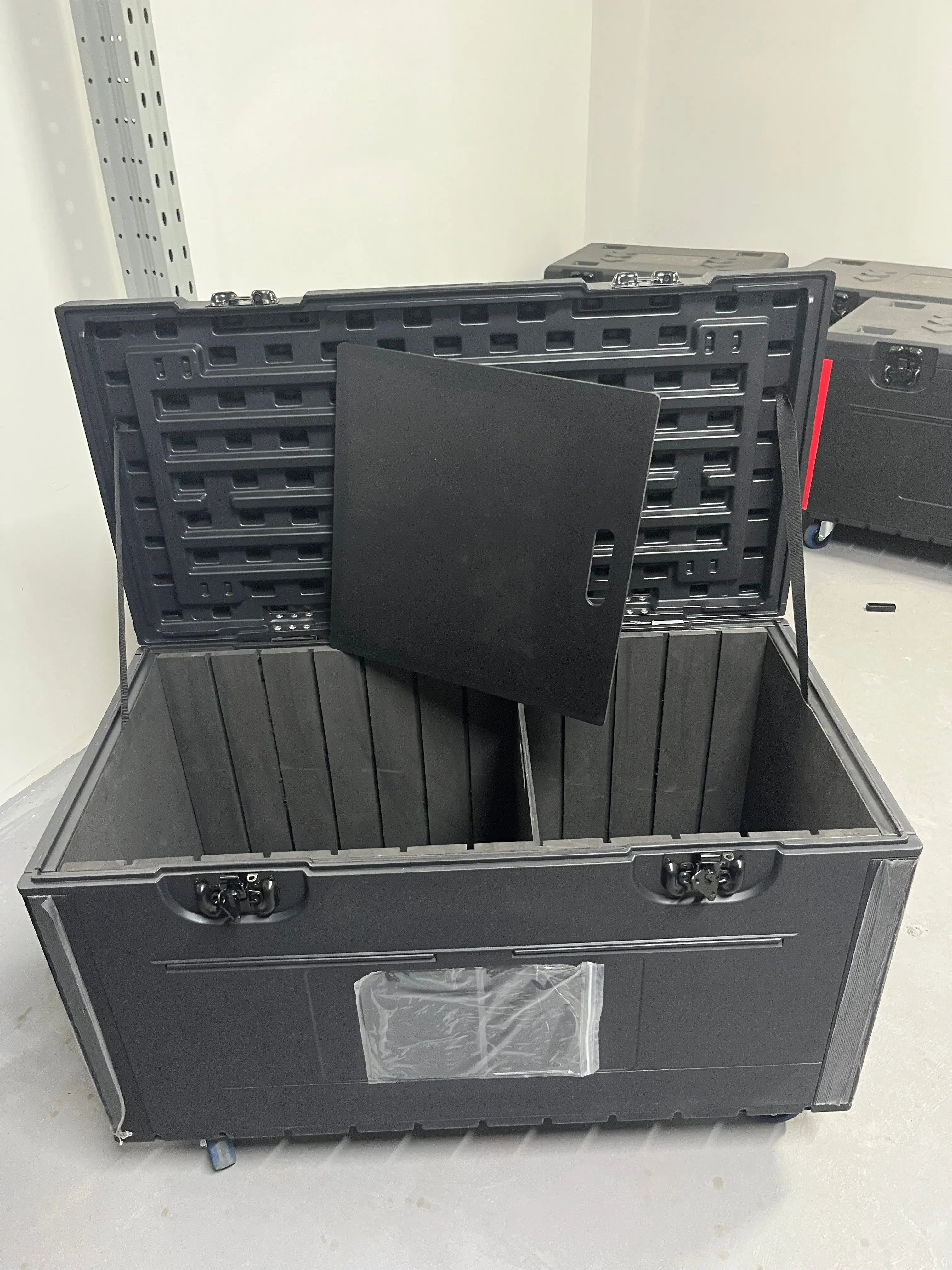 Detachable PE Transport Flight Cable Tool Box With Movable Dividers Save Ocean Freight for Stage Audio Gear Cables Tools Storage