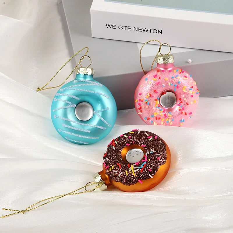 Christmas Hanging Donut Ice Cream Model Christmas Decoration Pendant Lovely Dessert Cake Prop Xmas Tree Ornaments New Year Gift - Image 3