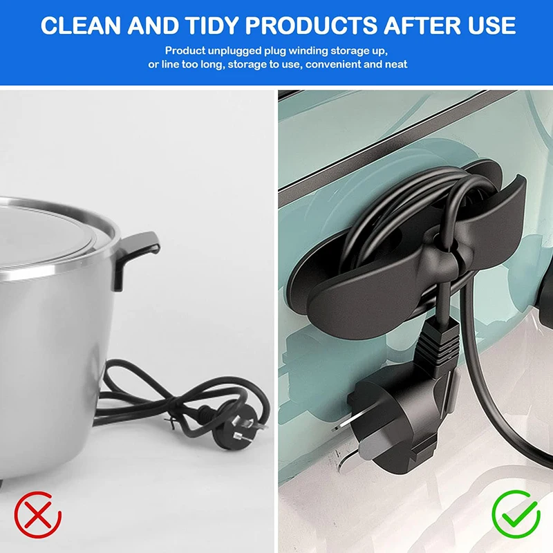 Cable Winders Self-Adhesive Cord Wrapper Organizer Clips Cable Holder For Kitchen Appliances Mixer Rice Cooker Air Fryer